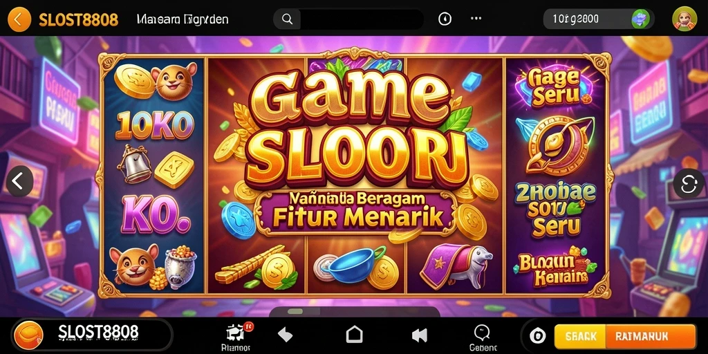 Tampilan gameplay SLOST8808 dengan berbagai fitur slot yang menarik.